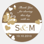 Étiquettes de faveur de mariage de monogramme de M Autocollant