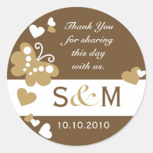 Étiquettes de faveur de mariage de monogramme de M Autocollant