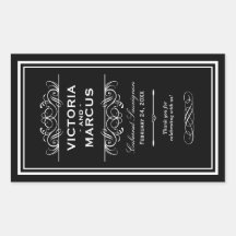 Étiquettes de faveur de monogramme de bouteille de autocollants rectangulaires