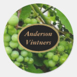Étiquettes de vin de raisins autocollant rond