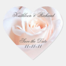 Étiquettes en forme de coeur de mariage rose roman autocollants