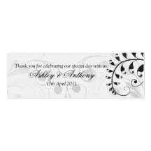Étiquettes florales vintages noires et blanches de cartes de visite personnelles