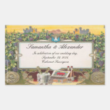 Étiquettes personnalisés par mariage de bouteille  stickers en rectangle