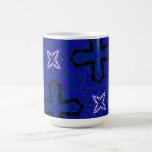 Étoile bleue et motif croisé tasse