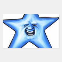 Étoile bleue souriante de scintillement autocollants