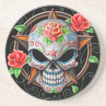 Étoile de crâne de sucre, noire dessous de verre