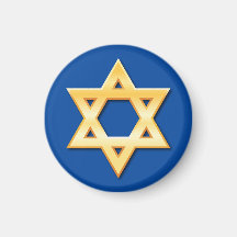 Étoile de David d'or sur l'aimant bleu de réfrigér