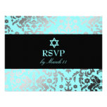 Étoile de David éblouissante de bleu de turquoise  Invitations Personnalisées