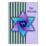 Étoile de David et voiture colorées de Mitzvah de  Carte De Vœux