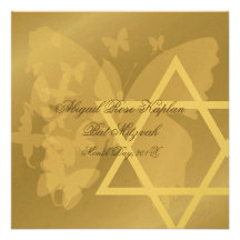 Étoile de David/invitations bat mitzvah de Butterf