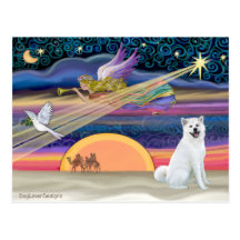 Étoile de Noël - Akita 1 (blanc) Carte Postale