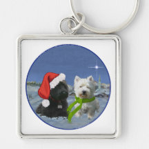 Étoile de Scottie et de Noël de Westie Porte-clés