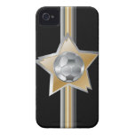 Étoile d'or et argentée de ballon de football d'ef coques iPhone 4