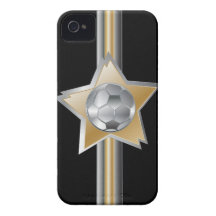Étoile d'or et argentée de ballon de football d'ef coques iPhone 4