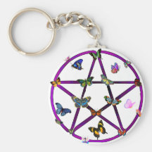 Étoile et papillons de Wiccan Porte-clés