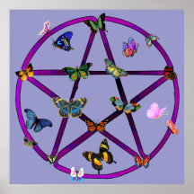 Étoile et papillons de Wiccan Posters