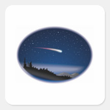Étoile filante au-dessus de paysage de nuit autocollants