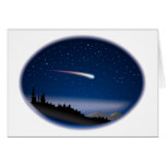 Étoile filante au-dessus de paysage de nuit carte de vœux