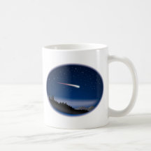 Étoile filante au-dessus de paysage de nuit mugs à café