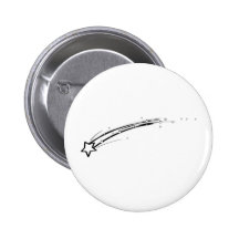 Étoile filante noire et blanche badge avec épingle