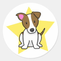 Étoile Jack Russell Terrier de Kawaii Adhésif Rond