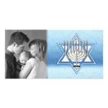 Étoile Menorah de Hanoukka Photocarte Personnalisée