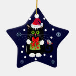 Étoile mignonne d'ornement de Noël avec le chat et