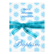 Étoiles bleues B561 de baptême de bébé Cartons D'invitation Personnalisés