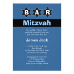 Étoiles bleues et noires modernes de Mitzvah de ba Invitation
