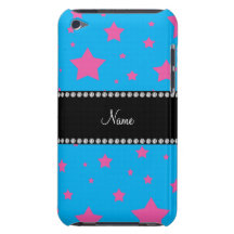 Étoiles bleues et roses nommées personnalisées étuis iPod touch