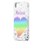 Étoiles brillantes de rétro coeur d'arc-en-ciel pe iPhone 5 case