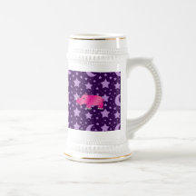 Étoiles et lunes roses de pourpre de rhinocéros tasse à café