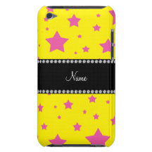 Étoiles jaunes et roses nommées personnalisées coque barely there iPod