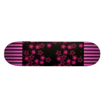 Étoiles rayées roses skateboards personnalisables