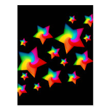 Étoiles tourbillonnantes d'arc-en-ciel cartes postales