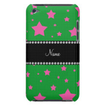 Étoiles vertes et roses nommées personnalisées coque iPod touch 