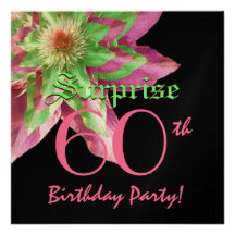 ÉTONNEZ la fleur verte rose E003 du soixantième an Invitation Personnalisable