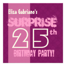 ÉTONNEZ le 25ème rose moderne W562 de fête d'anniv Cartons D'invitation
