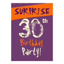 ÉTONNEZ l'orange crème pourpre du 30ème anniversai Invitations Personnalisées