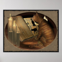 Étude de la copie de leçons de chat affiche