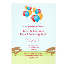 Événement extérieur de ballons de pique-nique colo cartons d'invitation