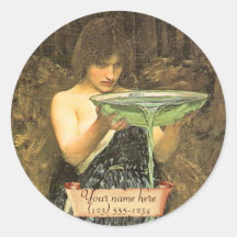 Ex-libris de Pre-Raphaelite de "Circe Invidiosa" Autocollants Ronds