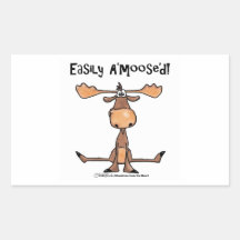 Facilement Amoosed ! - Orignaux se reposants Sticker Rectangulaire