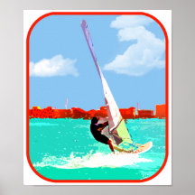 Faire de la planche à voile dans le port posters