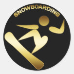 FAIRE DU SURF DES NEIGES AUTOCOLLANT ROND
