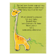 faire-part adorable d'adoption de garçon de girafe