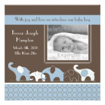 Faire-part bleu de bébé d'éléphant