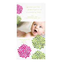 Faire-part de carte de fleurs de Merci de bébé Cartes De Vœux Avec Photo