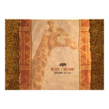 Faire-part de mariage africain de safari de girafe