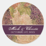 Faire-part de mariage âgé de vignoble de raisin autocollant rond